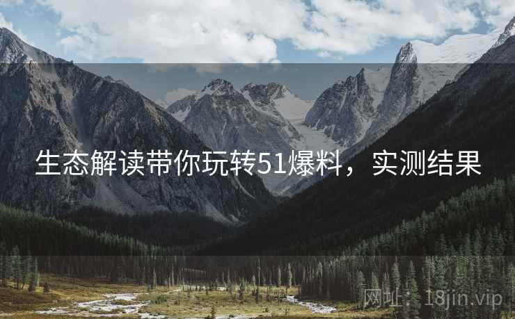 生态解读带你玩转51爆料，实测结果
